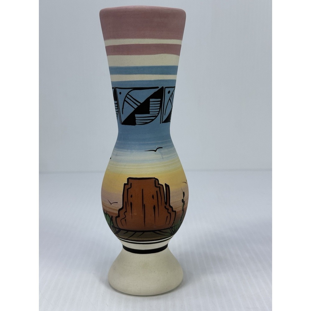 Vintage Native American Navajo Pottery Vase 6 Inches Signed by the Artist Kathy